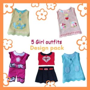 Wardrobe clothes for dolls ith machine embroidery
