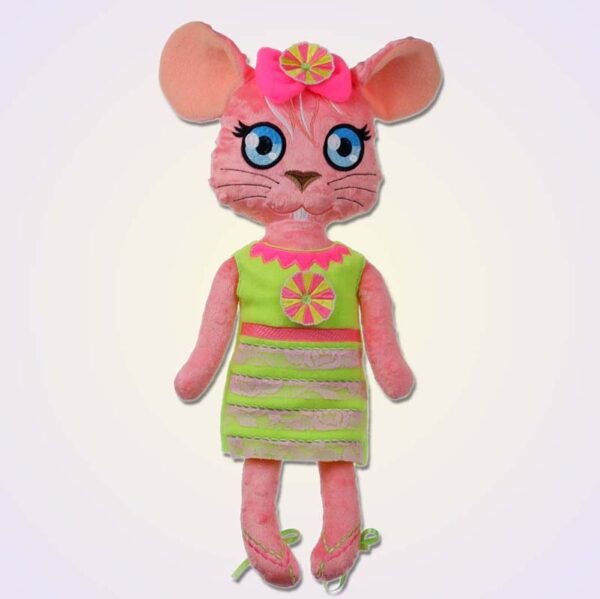 Mouse girl doll ith machine embroidery design