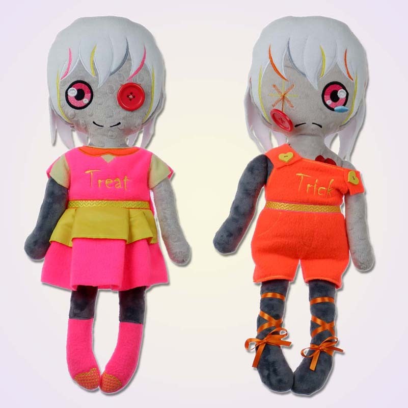 Sad happy wodoo spooky girl doll ith machine embroidery design