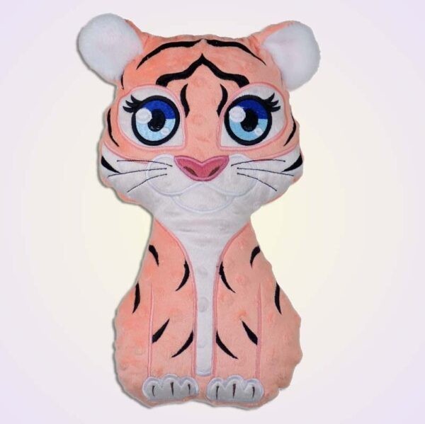 Tiger girl stuffie ith machine embroidery design
