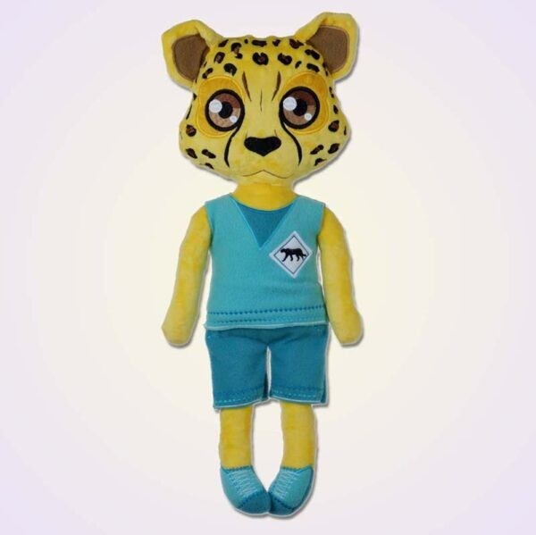 Cheetah boy doll ith machine embroidery design
