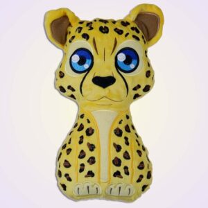 Cheetah boy stuffie ith machine embroidery design
