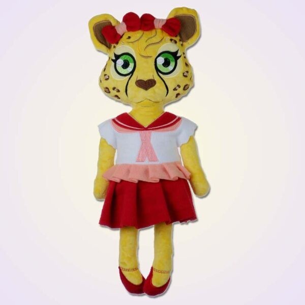 Cheetah girl doll ith machine embroidery design