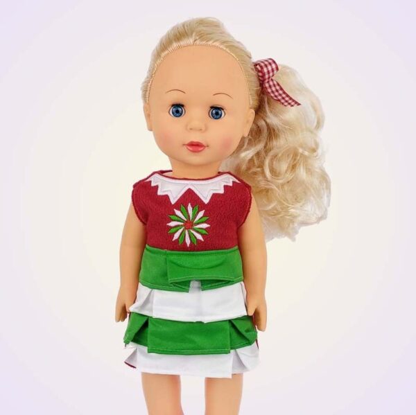 Christmas festive AGD american girl dress ITH machine embroidery project