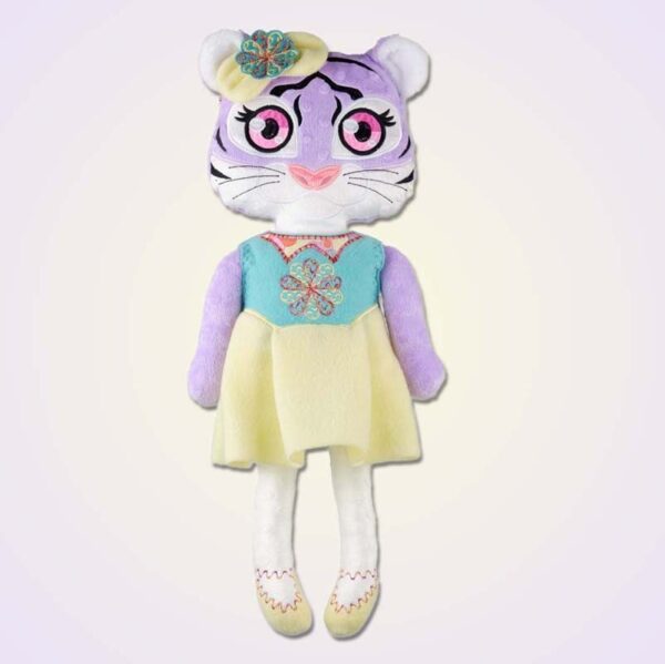 Tiger girl doll ith machine embroidery design