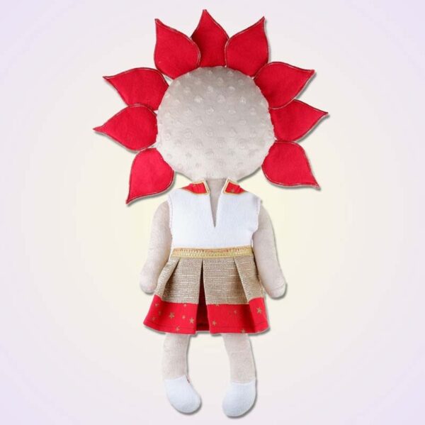 Poinsettia girl doll ith machine embroidery design back