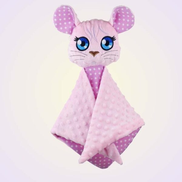 Mouse girl lovey baby toy ith machine embroidery design project