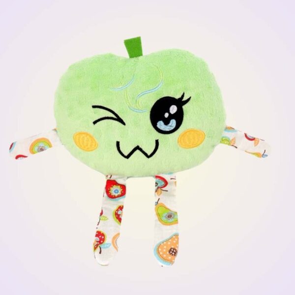 Apple kawaii stuffed toy ith machine embroidery design pattern project