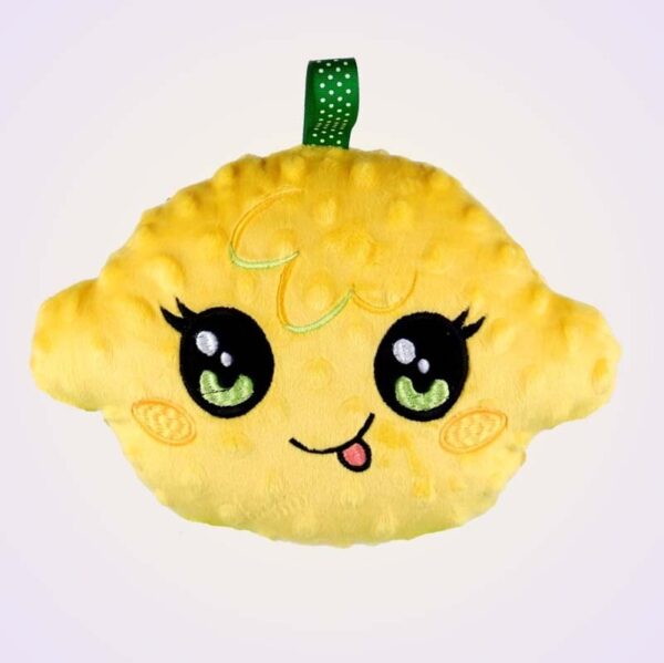 Lemon kawaii stuffed toy ith machine embroidery design pattern project