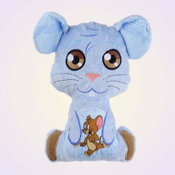 Mouse boy stuffed toy ith machine embroidery design pattern project