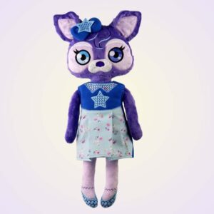 Racoon girl doll ith machine embroidery design pattern project