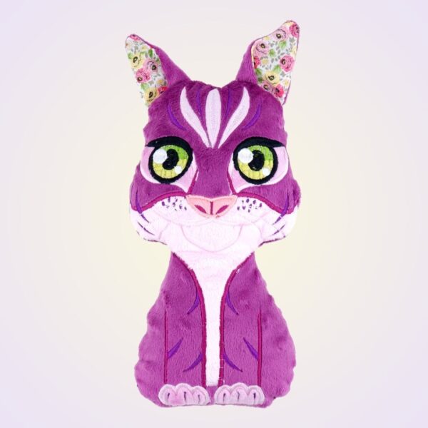Lynx stuffed toy ith machine embroidery design pattern project