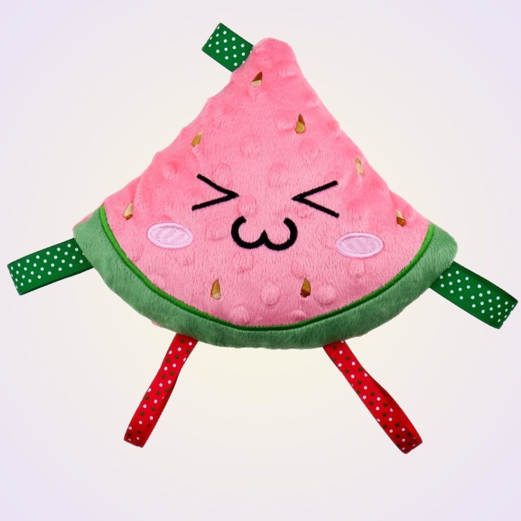 Watermelon kawaii stuffed toy ith machine embroidery design pattern project
