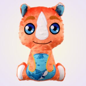 Rhino jungle animal stuffed toy ith machine embroidery design pattern project