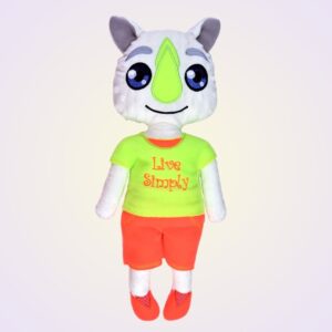 Rhino doll ith machine embroidery design pattern project