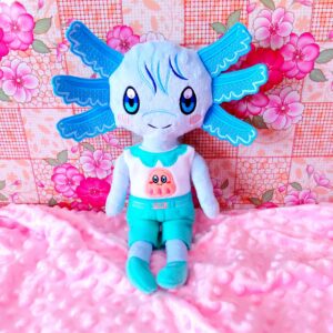 Axolotl doll stuffed toy ITH machine embroidery design pattern