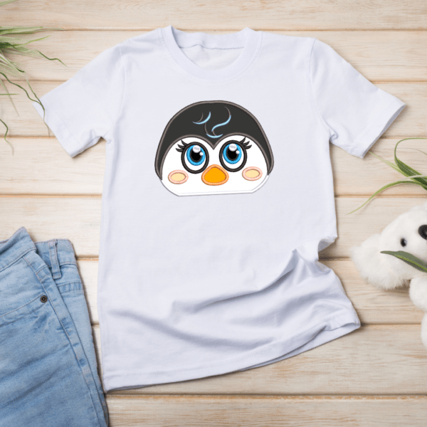penguin peeker machine embroidery applique design