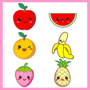 kawaii fruits apple watermelon orange banana strawberry pineapple applique ITH machine embroidery design pattern