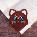 Cat corner bookmark machine embroidery ITH design project pattern